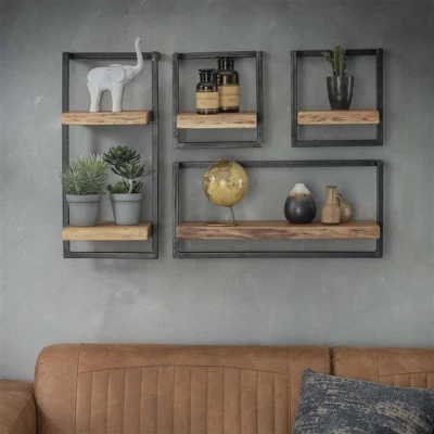 Afbeelding van Hoyz Wandplanken set Edge Acaciahout Complete 4 stuks