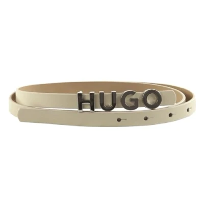 Afbeelding van HUGO Leren Riem Zula Leather Belt 1,5 cm W80 Cream White Crème
