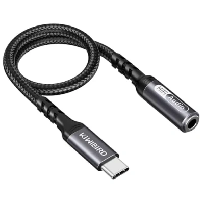 Afbeelding van KiWiBiRD USB C Type Digitaal naar 3,5 mm Hoofdtelefoon Oortelefoon Mini Audio Aux Jack Adapter met DAC Chipset Compatibel Smartphone, MacBook, Tablet, Windows PC, TRRS 4 polig
