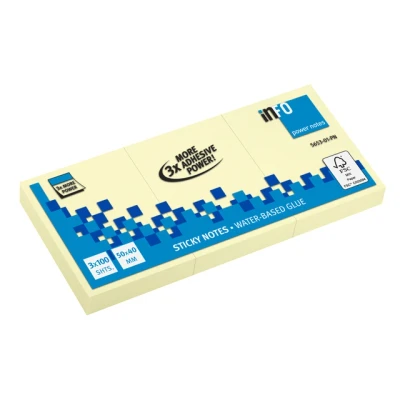Afbeelding van Powernotes info notes 50x40mm geel 3 bloks a 100 vel.
