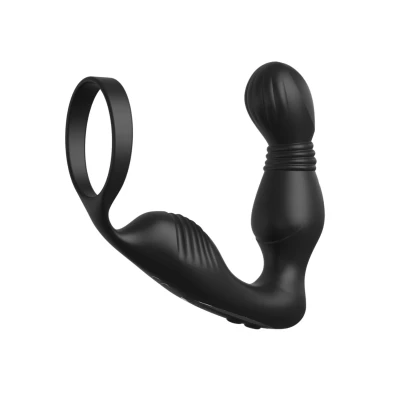 Afbeelding van Vibrerende cockring met anaal plug Zwart