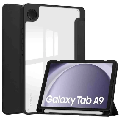 Afbeelding van Samsung Galaxy Tab A9 Hoes: iMoshion Trifold Hardcase Bookcase Shockproof/Valbescherming Bookcase,Hardcase Zwart Kunststof Tablet Hoezen