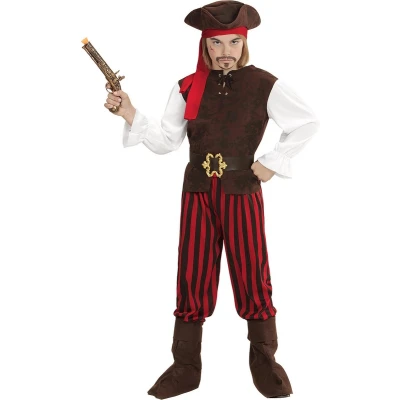 Afbeelding van Widmann Piraat &amp; Viking Kostuum Caribische Piratenjongen Carlos Rood, Bruin Maat 158 Carnavalskleding Verkleedkleding