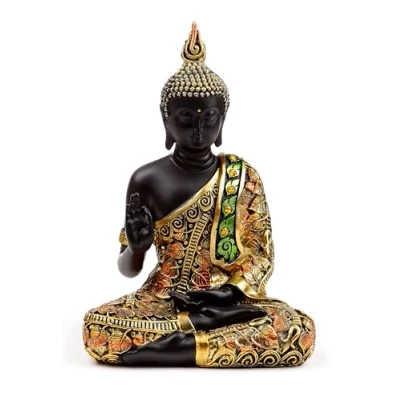 Afbeelding van Zwart &amp; Oranje Thaise Boeddha Meditatie