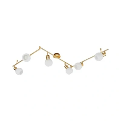 Afbeelding van Lindby plafondlamp 6 lichts metaal, glas H: 19.5 cm E14 messing, opaal wit