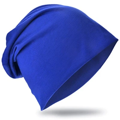 Afbeelding van Miobo Jersey Slouch Beanie Long muts Unisex effen kleur heren dames standaard maat XXL, marineblauw, Eén