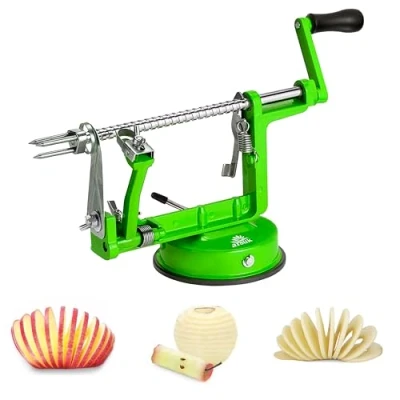 Afbeelding van ARSUK 3 in 1 Appelschiller Snijmachine Boorsnijder BOREN Machine Stand Keuken (Groene Dunschiller)