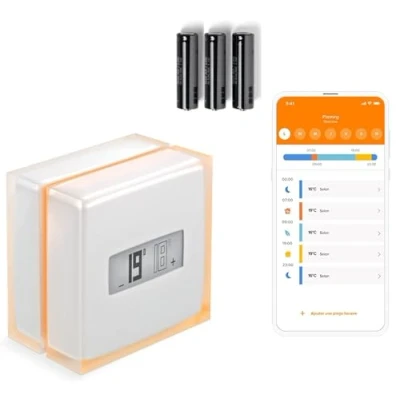 Afbeelding van Netatmo Energiebesparende Slimme Thermostaat WiFi Verlaag Energierekeningen &amp; Regel de Verwarming op Afstand via een Applicatie Compatibel met Individuele Ketels, NTH01 AMZ