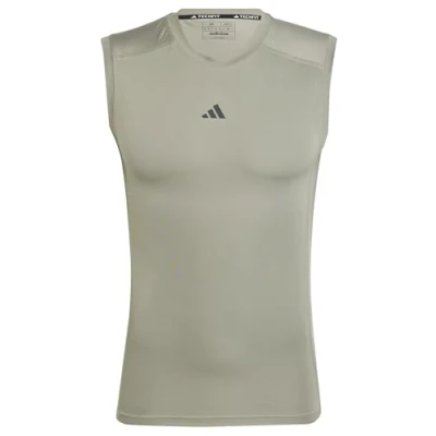 Afbeelding van adidas Heren TECHFIT COMPRESSION TRAINING SLEEVELESS T SHIRT, silver pebble, 4XL Short