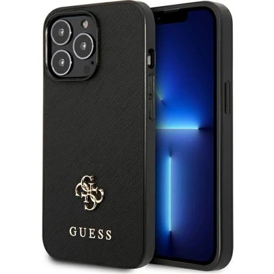 Afbeelding van Guess GUHCP13LPS4MK iPhone 13 Pro / 6.1&quot; zwart/zwarte hardcase Saffiano 4G klein metalen logo
