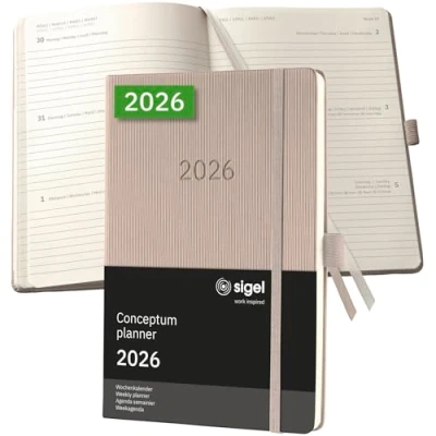 Afbeelding van Sigel weekagenda 2026 Conceptum formaat A5 taupe hardcover SI C2660