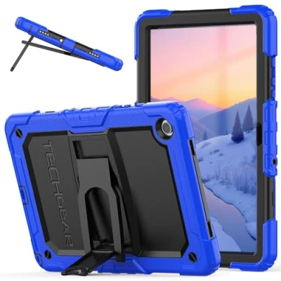 Afbeelding van ArmourSHIELD hoesje voor Samsung Galaxy Tab A9 Plus 11 inch 2023 (SM X210 / SM X215), stevig, schokbestendig, robuust met opvouwbare standaard, schermbeschermer en potloodhouder, kinderschool