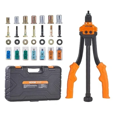 Afbeelding van VEVOR Rivet Nut Pliers Set Blind 350 mm, 7 Sets Nuts &amp; Mandrels, Tool M6 M8 M10 Professional Hand Pliers, Machine Thread Riveting Lever Pliers.