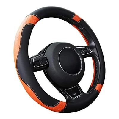 Afbeelding van Auto Stuurhoes Microvezel Leer Universeel 37 38cm/15&quot; Antislip Ademend Duurzaam (Oranje)