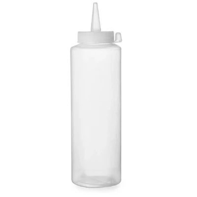 Afbeelding van HENDI Squeeze fles, transparant, 0,2L, saus dispenser, knijpfles, lekvrij, herbruikbaar, ketchup, mosterd, olijfolie, ø50x(H)185mm, polyethyleen