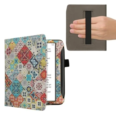 Afbeelding van kwmobile flip cover compatibel met Pocketbook Era/Era Color Hoes handgreep en voorvak voor e reader Book case in meerkleurig/bruin Oriëntaalse Tegels
