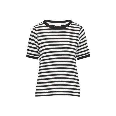 Afbeelding van comma casual identity AUS IN Gestreiftem Muster Tshirt print, Dames, Maat: 34, Schwarz