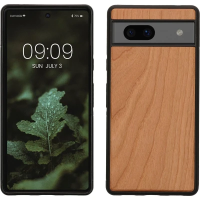 Afbeelding van kwmobile telefoonhoesje geschikt voor Google Pixel 7a Hoesje met bumper in bruin Backcover hout