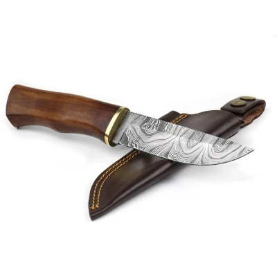 Afbeelding van Njord Oskar Damast Bushcraft Mes Bruin Multitools &amp; Zakmessen