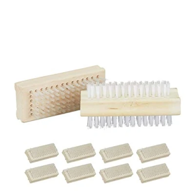 Afbeelding van Relaxdays nagelborstel hout handborstel nagel borstel 10 stuks nagelborsteltje