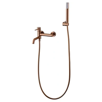Afbeelding van IMEX bad en douche armatuur, eengreepsmengkraan met uitloop serie Monza roségoud geborsteld BDM039 4ORC