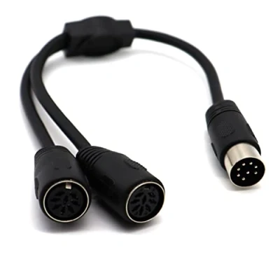 Afbeelding van LOKEKE 8 pins Din MIDI splitterkabel, DIMI mannelijk naar 2 vrouwelijk Y kabel audio socket compatibel met Bang Olufsen PowerLink MK2 (8Pin tot 8Pin)