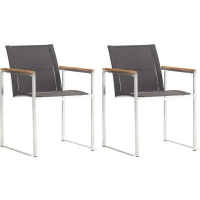 Afbeelding van Tuinstoelen 2 st textileen en roestvrij staal grijs