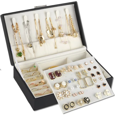 Afbeelding van Sieradendoos klein met slot zwart Galeara design® COMPACT Edition mini dames Sieradendoosje Sieradenopbergdoos