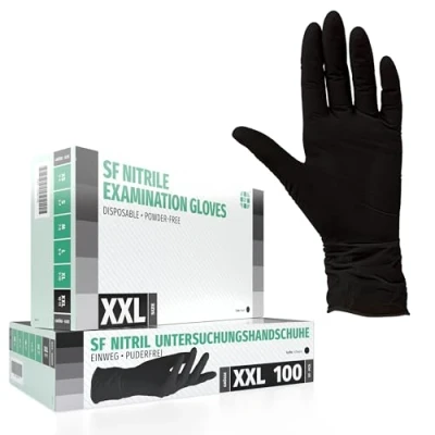 Afbeelding van Nitrilhandschoenen 90 stuks doos (XXL, zwart) wegwerphandschoenen, onderzoekshandschoenen, nitrilhandschoenen, poedervrij, zonder latex, niet steriel, latexvrij, black, disposible