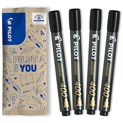 Afbeelding van Pilot SCA 400 Viltstift flow pack Beitelpunt Zwart 4 stuks