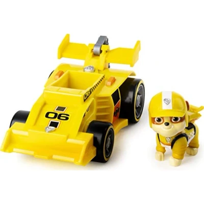 Afbeelding van PAW PATROL Ready, Race, Rescue Rubble&#039;s Race &amp; Go Deluxe Voertuig met Geluiden, voor kinderen vanaf 3 jaar,Geel