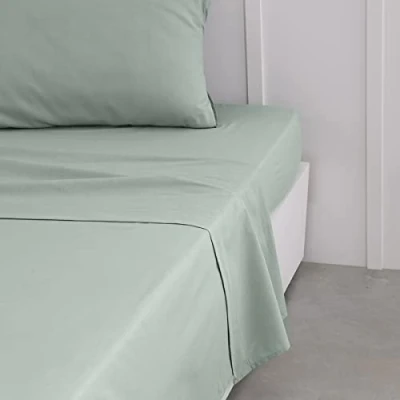 Afbeelding van Today Essential Bedlaken voor tweepersoonsbed, 240 x 300 cm, katoen, effen, groen, koningin