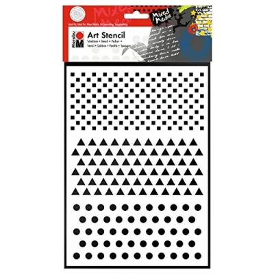 Afbeelding van Marabu 028500000008 Art stencil, motiefsjabloon voor effectief sjablonen op papier, spieraam, hout en textiel, PVC vrij, lasergesneden, herbruikbaar, DIN A4, basic combinatie