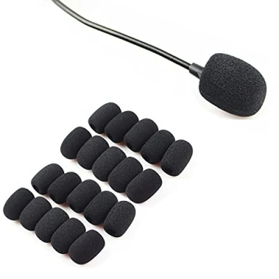 Afbeelding van SHULLIN 20 stuks microfoon windfilter, vervangend windscherm van schuim, windbescherming, schuimrubberen hoes, mini microfoon, headset, voorruit voor revers microfoons, en headset (zwart)
