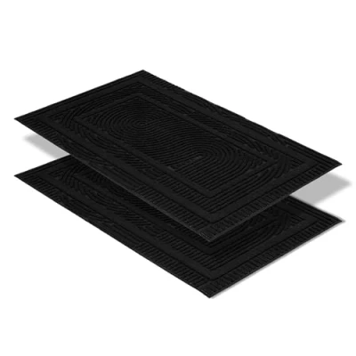 Afbeelding van Antislip buitendeurmat weerbestendige stofmat vuilafstotende voor entree set van 2 45 x 75 cm lus zwart