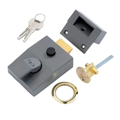 Afbeelding van Yale P 89 DMG PB 60 Deadlocking Nightlatch, Automatic Deadlock, Dark Metallic Finish/Brass Cylinder, High Security, Outdoor lock, Front Door Latch