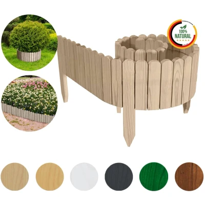 Afbeelding van Floranica Rollborder Flexibele houten Hoogte: 10 cm, hekje 200 cm Onbehandeld Dennenhout Gazonafscheiding Palissade padenafscheiding kan worden ingekort