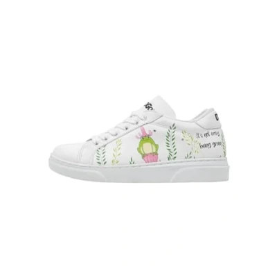Afbeelding van DOGO Unisex Enfants Vegan Blanc Baskets Chaussures de Marche Confortables et Décontractées Faites à la Main, It&#039;s Not Easy Being Green Motif