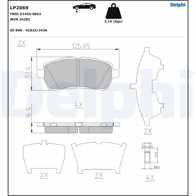 Afbeelding van Delphi Diesel Remblokset LP2069