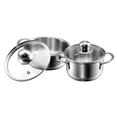 Afbeelding van Kopf Mini Pannenset Parvus (roestvrij staal, 2 delig, 12 + 14 cm, incl. glazen deksel, inductie)