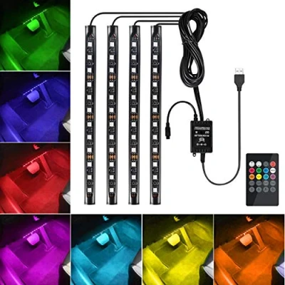 Afbeelding van Favoto 4 x 12 binnenverlichting led sfeerlicht auto Binnenruimte Met USB poort en IR afstandsbediening