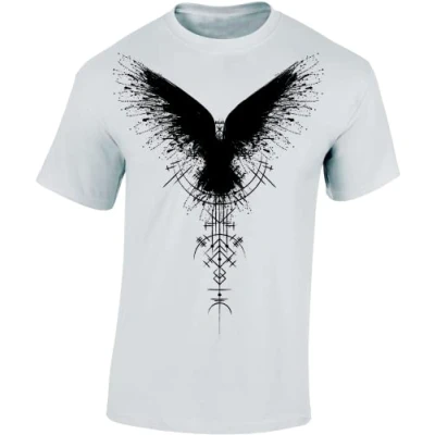 Afbeelding van Vikingshirt heren: schaduwrabe T shirt Viking geschenken voor mannen Vikingkleding, wit schaduwrabe, 5XL
