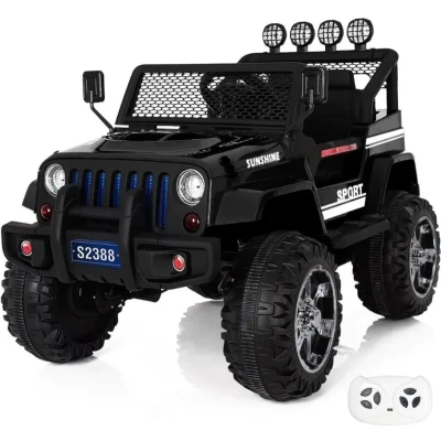 Afbeelding van Monster Jeep Elektrische Kinderauto Zwart Krachtige Accu Op Afstand Bestuurbaar Veilig Voor Kinderen
