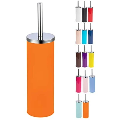 Afbeelding van MSV Toiletborstel in houder/wc borstel metaal oranje 38 cm Toiletborstels