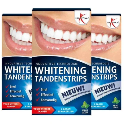 Afbeelding van 2+2 gratis: 3x Lucovitaal Whitening Tandenstrips 5 sets