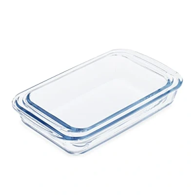 Afbeelding van Relaxdays lasagne ovenschaal set van 2 groottes magnetronbestendig glas