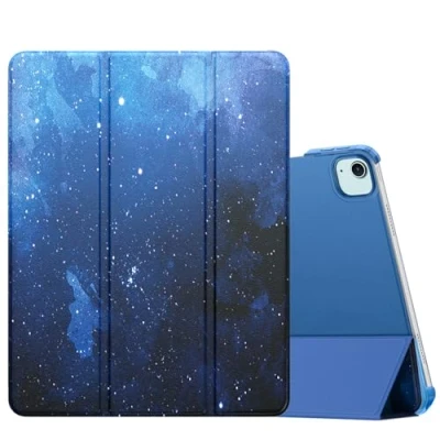Afbeelding van MoKo for iPad Air 13 Inch M2 Case 2024/ Pro 12.9 (6th/5th Gen 2022/2021), Slim Smart Shell Translucent Frosted Hard PC Back Cover, Support Touch ID &amp; Pencil Pro/2nd/USB C, Blue Starry Sky