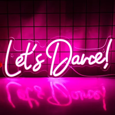 Afbeelding van Wanxing Let&#039;s Danced Neon Signs Dance Light Up Sign Roze Led Woordlicht Teken Bruiloft voor Dansfeest, Bar Accessoires, Valentijnsdag, Verjaardagsfeest