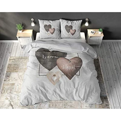 Afbeelding van Dekbedovertrek Liefdes Hart 200 x cm, Met knoopsluiting, 100% Katoen, Dekbedovertrekset, beddengoedset incl. 2 kussenslopen