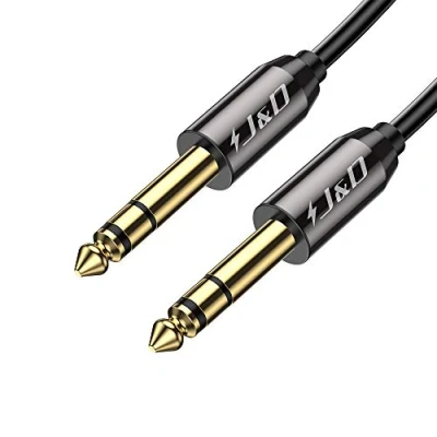 Afbeelding van J&amp;D 6,35 mm Naar Kabel, Vergulde Zware Koperen Schaal (1/4 Inch) Mannelijke TRS Stereo Audio Adapterkabel, 1,8 Meter